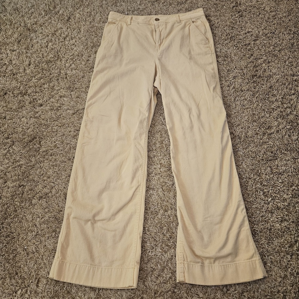 LL Bean Pants Women's Size 10 Yellow Straight Leg Flat Front Chino Pockets